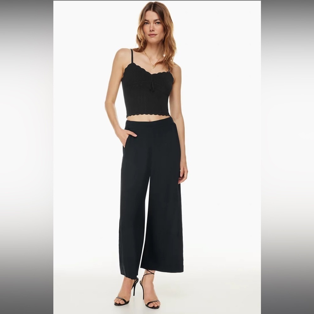 Wilfred Faun ankle pant black Viscose Rayon blend wide leg black Aritzia